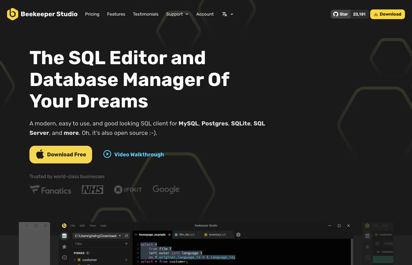 Beekeeper Studio homepage