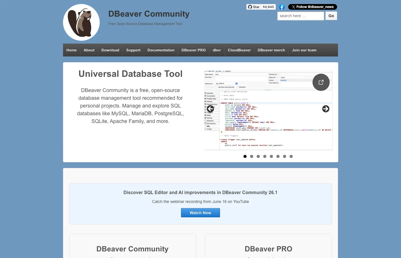 DBeaver Community homepage
